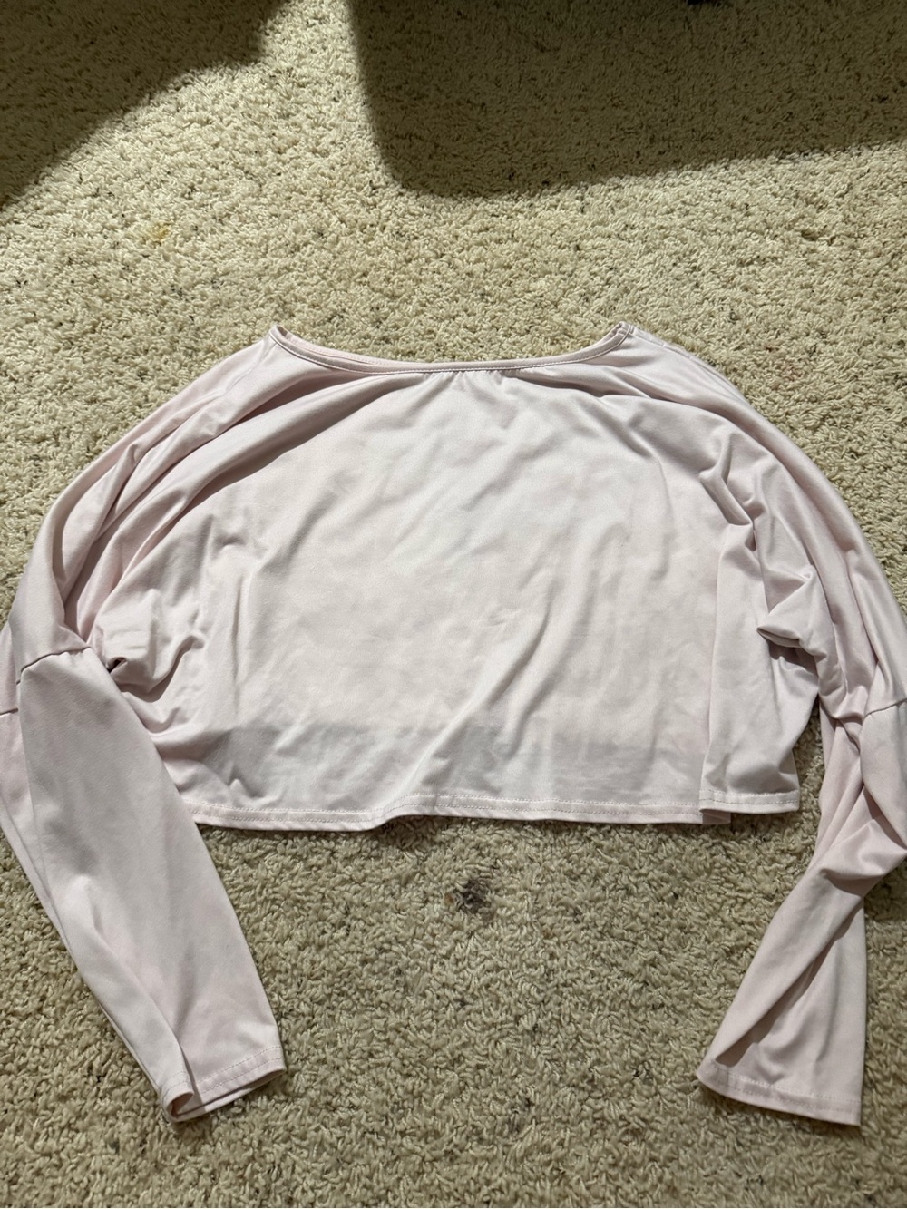Light Pink Women's Cropped Long-Sleeve Top
